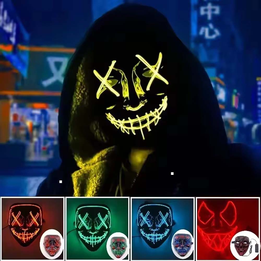 Masker LED Neon Nirkabel, Meny - Led Purge Mask Halloween ulasan dan harga