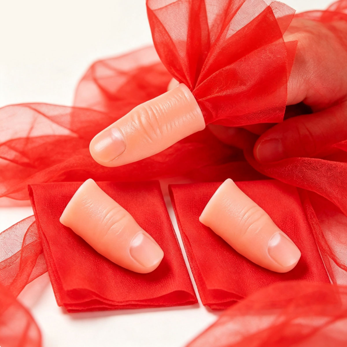 3Set Scarf-Vanish Thumb Tip Ma - Thumb Tip Magic Trick Set ulasan dan harga